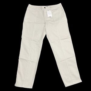 Garnet Hill Women’s Ivory 18 Organic Cotton Slim Tapered Utility Chino Pant NWT